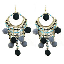 Load image into Gallery viewer, Bohemian statement ball hairpin exaggerated earrings pendant earrings
