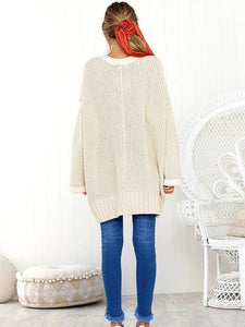 Solid Color V-neck Loose Sweater Tops