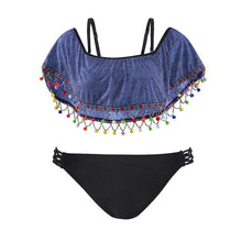 Load image into Gallery viewer, DENIM STYLE TASSELS SEXY BIKINI TOP
