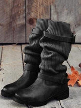 Load image into Gallery viewer, Women Winter Fashion Knit Mid Calf Boots
