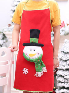 Holiday Santa Snowman Kitchen Cooking Red Christmas Apron