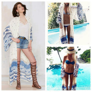 Print Chiffon Swimwear Beach Long Bikini Cover Up