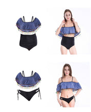 Load image into Gallery viewer, DENIM STYLE TASSELS SEXY BIKINI TOP
