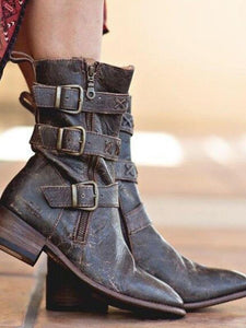 Casual Winter Low Square Heel Knight Mid Boots