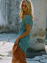 Load image into Gallery viewer, Print V Neck Short Sleeve Bohemia Dress
