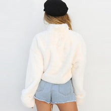 Load image into Gallery viewer, Casual Long Sleeve Turtleneck White Soft Plush Pullover Tops
