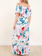 Load image into Gallery viewer, Off-The-Shoulder Print Lace Stitching Long Skirt
