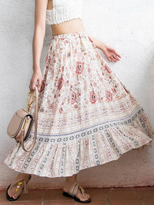 High Waist Print Beach Casual Skirt