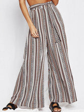 Load image into Gallery viewer, Print Stripe Belted High Waist Wide Leg Pants
