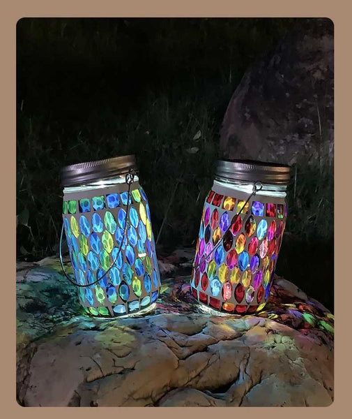 Bohemian Mosaic Solar Glass Lamp Mason Lamp Outdoor Lawn Atmosphere Lamp