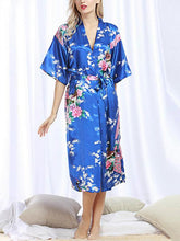 Load image into Gallery viewer, Peacock Nightgown Bathrobe Sexy Cardigan Silk Pajamas Women's Summer Home Wear 1
