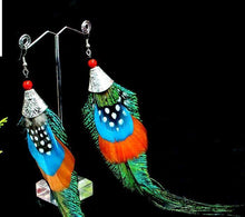 Load image into Gallery viewer, Peacock Feather Ethnic Long Earrings
