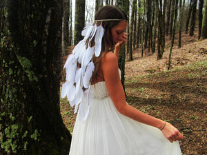 White Feather Bohemian Wedding Bride Headwear