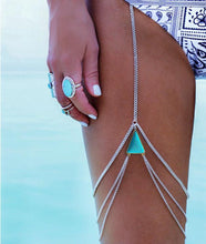 Load image into Gallery viewer, Wild Personality Geometric Turquoise Multi-Layer Leg Chain
