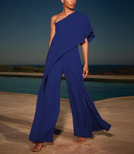 Load image into Gallery viewer, Solid Color One Shoulder Wide Leg Pants Jumpsuit
