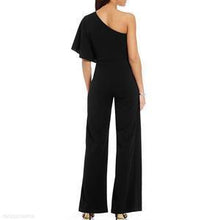 Load image into Gallery viewer, Solid Color One Shoulder Wide Leg Pants Jumpsuit
