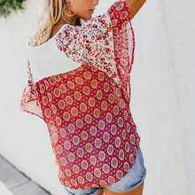 Load image into Gallery viewer, Boho Printed Geometric Irregularity Short-Sleeved Blouse Tops
