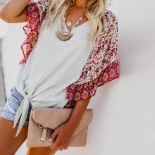 Load image into Gallery viewer, Boho Printed Geometric Irregularity Short-Sleeved Blouse Tops
