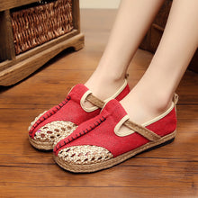 Load image into Gallery viewer, Linen shoes light and breathable linen shoes summer pure hand-woven hollow mesh shoes
