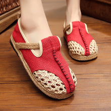 Load image into Gallery viewer, Linen shoes light and breathable linen shoes summer pure hand-woven hollow mesh shoes
