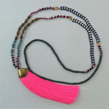 Load image into Gallery viewer, Ethnic Long Necklace Bohemian Fringed Sweater Chain Handmade Beads
