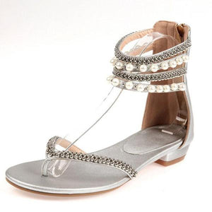 Behemian Summer Ankle Straps Fashion New Beaded Sandals Women's Shoes