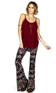 Bohemian Style Wide Leg Elastic Stretch Flare Pants