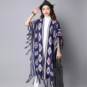 Winter Bohemian V Neck Knitted Long Cardigans Sweaters