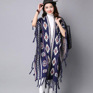 Winter Bohemian V Neck Knitted Long Cardigans Sweaters