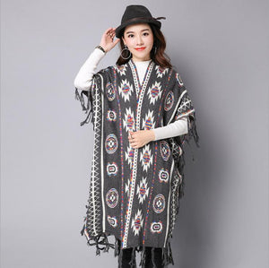 Winter Bohemian V Neck Knitted Long Cardigans Sweaters