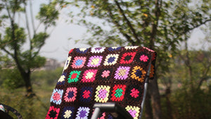 Grandmother's Block Checkered Handmade Crochet Blanket