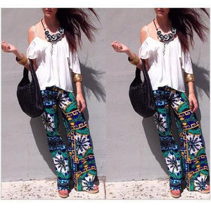 Summer Print Trousers Casual Straight Pants