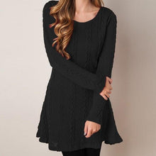 Load image into Gallery viewer, Spring four-color knit padded sweater round neck long sleeve dress
