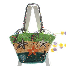 Load image into Gallery viewer, Bohemia Starfish Embroidery Seaside Holiday Beach Straw Shoulder Bag
