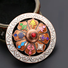 Load image into Gallery viewer, Alloy plate incense burner household Tibetan Eight Treasures Eight Auspicious Sandalwood incense burner Nepal tea ceremony ornaments

