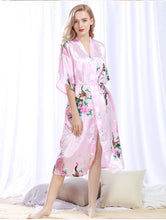 Load image into Gallery viewer, Peacock Nightgown Bathrobe Sexy Cardigan Silk Pajamas Women's Summer Home Wear 2
