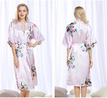 Load image into Gallery viewer, Peacock Nightgown Bathrobe Sexy Cardigan Silk Pajamas Women's Summer Home Wear 3
