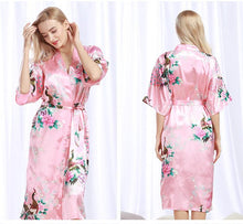 Load image into Gallery viewer, Peacock Nightgown Bathrobe Sexy Cardigan Silk Pajamas Women's Summer Home Wear 3
