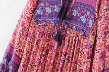 Load image into Gallery viewer, Boho Gypsy Floral Tassel V Neck Long Sleeve Bohemian Fashion Dress
