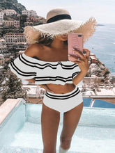 Load image into Gallery viewer, Classical Color Two Pieces Bikini Split Hot Selling Stripes High Waist Sexy Bikini Female Swimsuit
