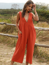 Load image into Gallery viewer, Deep V-strap Front and Back Jumpsuit
