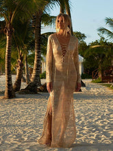 Load image into Gallery viewer, Casual Vacation Beach Lace-Up Mask Long Dress Cover-Ups
