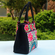 Load image into Gallery viewer, New Tibet National Canvas Women&#39;s Bag Flower Small Square Bag Embroidered Double Pull Lock Lady Handbag
