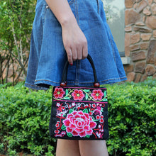 Load image into Gallery viewer, New Tibet National Canvas Women&#39;s Bag Flower Small Square Bag Embroidered Double Pull Lock Lady Handbag
