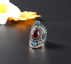 Retro Bohemia Crystal Ruby Gemstone Ring