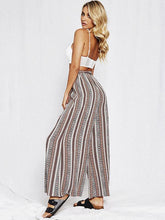 Load image into Gallery viewer, Print Stripe Belted High Waist Wide Leg Pants
