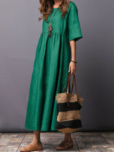 Load image into Gallery viewer, Solid Color Short Sleeve Loose Casual Maxi Dress
