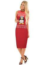 Load image into Gallery viewer, Stylish Women Xmas dress bodycon round neck sleeveless ladies casual party dress
