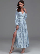 Load image into Gallery viewer, Print V Neck Belted Split Beach Maxi Dress
