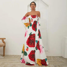 Load image into Gallery viewer, Floral Print Off Shoulder Beach Casual Maxi Dress
